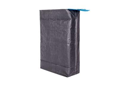 China Black PP Laminated Poly Gusseted Bags , Block Bottom Woven Valve Side Gusset Bag for sale
