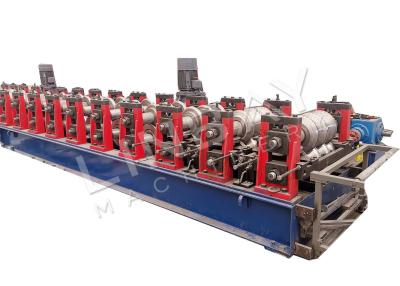 China Red Thrie Beam Guard Rail Roll Forming Machine Hydraulic Cut for sale