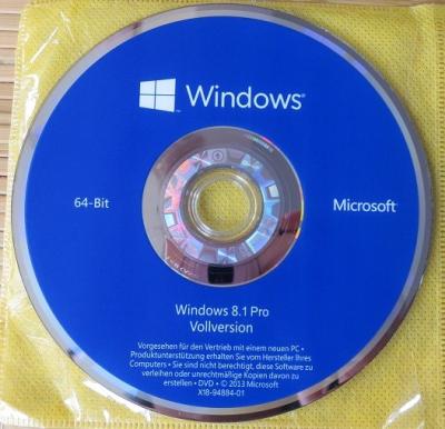 China original Full version FPP / OEM key Microsoft Windows 8.1 Product DVD 64 BIT for sale