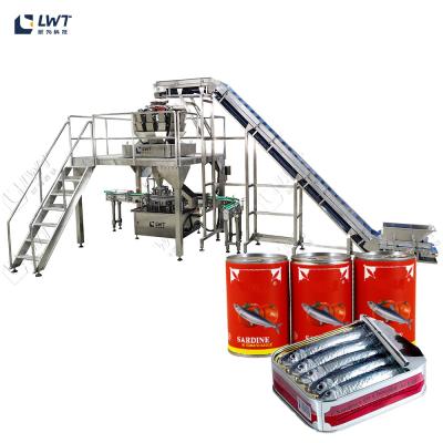 China Sardine Canning Multi Head Scale Automated Multihead Weigher Filling Packing Machine for sale
