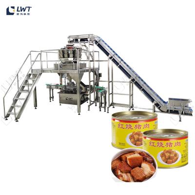 China Canned Braised Pork Food Meat Production Line Multihead Weigher Filling Packing Machine for sale