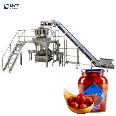 China Hawthorn Canned Fruit Automatic Solid Filling Machine With Multi-Head Scale for sale