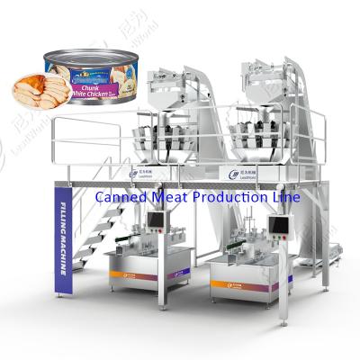 China Automatic Canned Meat Production Line 220V / 380V Canned Corned Beef Production Line for sale