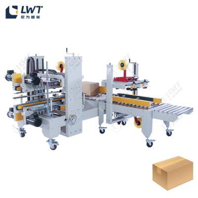 China LWT línea de embalaje de alimentos enlatados sellador automático caja de cartón máquina de sellado para caja estándar en venta