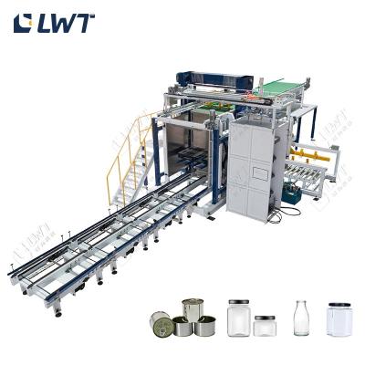 China Fully Automatic Empty Can And Glass Bottle Depalletizer System for sale
