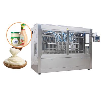 China Automatic 250ml 500ml Glass Bottle Jar cream Cheese Sauce Filling Machine With Heating And Mxing for sale