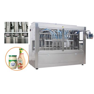 China Full Automatic Servo Piston Filler Mayonnaise Filling Machine For Bottle Jar Packing Machine for sale