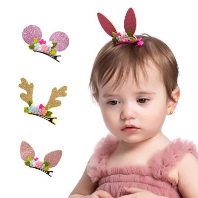China Childrens Christmas Hair Accessories For Hair Pins Clip Antler Mickey Creative Flower Cute 5.5x5cm for sale