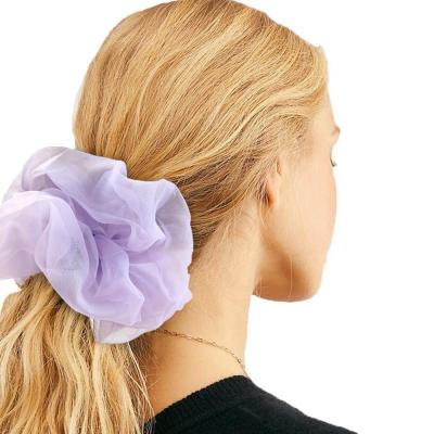 China Black Organza Oversized Scrunchie Ponytail Holders Elastic Hair Band Hair Ties Ropes  17cm for sale