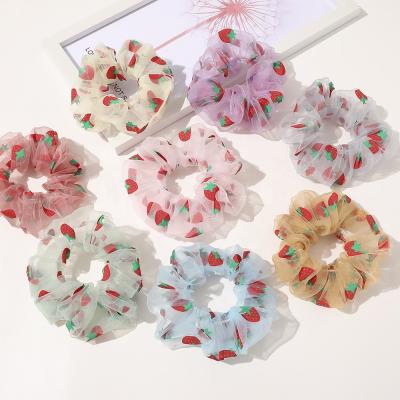 China Oversize Xxl Hair Scrunchies Band Hand Embroidered Scrunchie Small Flower Fruits Pattern  14cm 12cm for sale