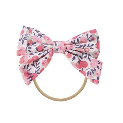China Butterfly Elastic Baby Headband Printed Kid Gift Manual Hair Accessories 9*6cm for sale