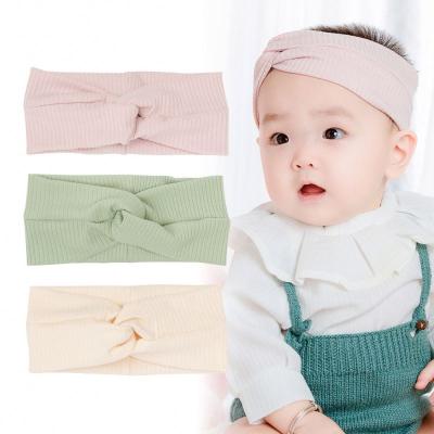 China Wide Brim Baby Elastic Headbands Lovely Knitted Hair Accessories Cross Knotted for sale