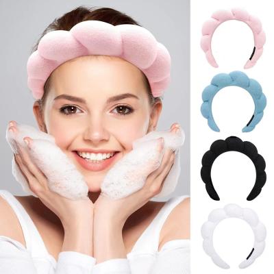 China Spa Headband for Women Sponge Puffy Makeup Headband Spa Headband Terry Towel Cloth Fabric Head Band Yoga Washing Face for sale