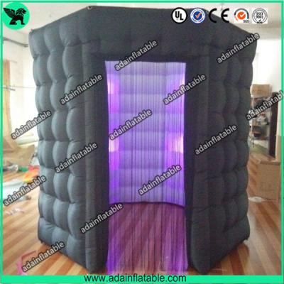 China Popular Oxford Material Square Black Inflatable Photo Booth Inflatable Tent With Led for sale