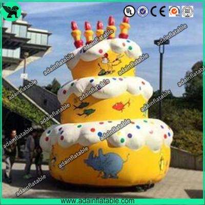 China 5m Advertising Inflatable Birthday Cake Model With Custom Logo Printing for sale