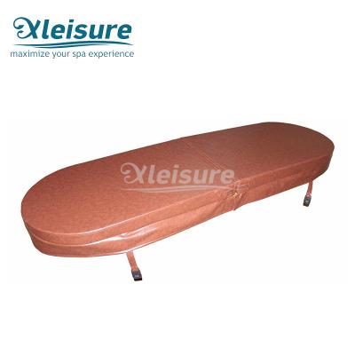 China Brown Oval Spa Lid Covers Vinyl Hot Tub And Spa Covers For Wooden Hot Tub Bathtub for sale