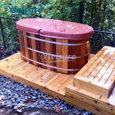 China 2 Person Wooden Hot Tub Cover Indoor Insulation Hot Tub Spa Cover Oval Shape for sale