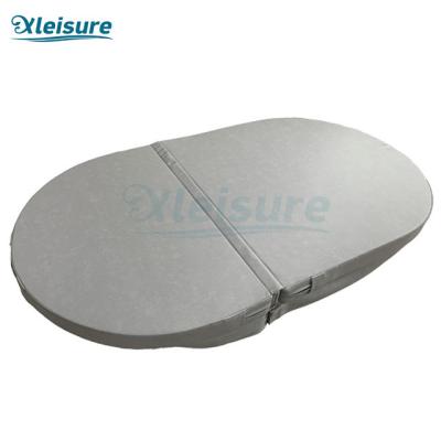 China Light Grey Oval Spa Insulation Cover Vinyl Hot Tub And Spa Covers For Wood Spa Tub for sale