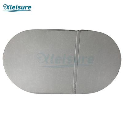 China Natural Wooden Hot Tub Cover Light Grey Oval Vinyl Hot Tub And Spa Covers for sale
