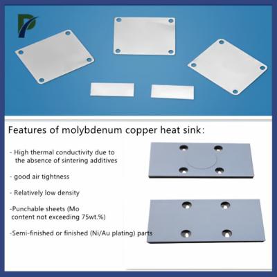 China Aleación del molibdeno del cobre de MoCu20 MoCu30 MoCu50 MoCu40 para W/MK de las aletas 160 - 180 del disipador de calor en venta
