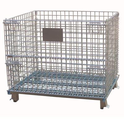 China Heavy Duty Galvanized Collapsible Stackable Wire Mesh Storage Cages for sale