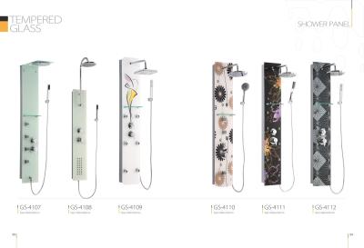 China Colorful Pattern Shower Columns Panels , Tempered Glass Shower Panel With Top Shower for sale