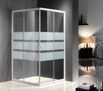 China Serigraphy Glass Shower Enclosures With 10Cm Adjustable / White Painted Profile for sale