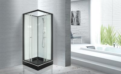 China Popular Bathroom Glass Shower Cabins 800 X 800 With Square Black ABS Tray for sale