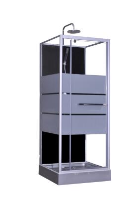 China Fashion Pivot Door， Corner Shower Stalls , Square Shower Cabin with Grey acrylic tray for sale