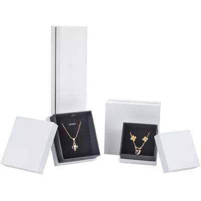 China Empty Small White Necklace And Earring Gift Box For Jewellery Presentation for sale