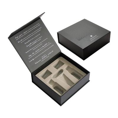 China OEM  Black UV Coating Hot Stamping Cosmetic Gift Boxes With Insert for sale