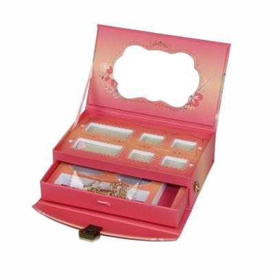 China OEM 2 Layers Cosmetic Gift Boxes Multifunctional With Metal Chain And Lock for sale