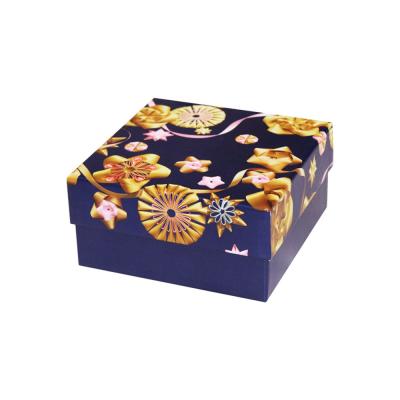 China Navy Blue Custom Cosmetic Packaging Boxes 20*20*10cm With Raffia Paper for sale