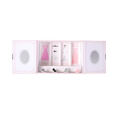 China O OEM cor-de-rosa magnético personaliza a caixa de papel cosmética da cópia, caixa de presente da porta dobro 4 partes à venda