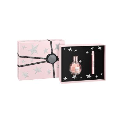 China Pink Two Piece Lid Off Perfume Gift Boxes With 2 Cavities Insert for sale