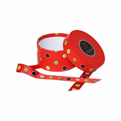 China Pantone Color Silk Screen Ribbon Circular Hat Box For Chocolate Hazelnut for sale