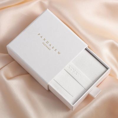China Chic Small Cardboard Jewelry Packaging Box Slide Open With Satin Puller for sale
