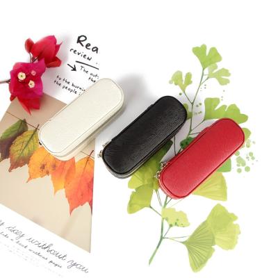 China Mini caja de cuero el 10*4*3.5cm de la barra de labios del viaje de la PU con el cierre doble de la cremallera en venta