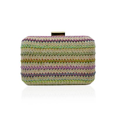 China Boho Style Crossbody Evening Clutch Bag Colorful Woven For Ladies for sale