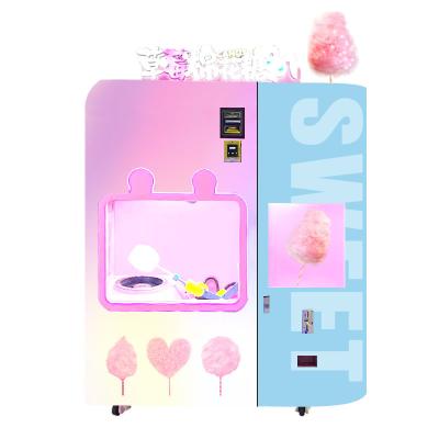 China Pink Electric Sugar Cotton Candy Vending Machine Snack Floss Candy Vending for sale