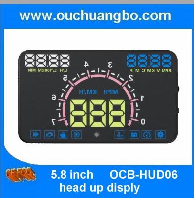 China Ouchuangbo 5.8 inch hud head up diplay with OBD2 Interface Plug & Play ES350 Vehicle-Mounted Speeding Warning Alarm for sale