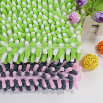 China Ground Mat Chenille Knitted Fabric Foam Mesh Velvet Microfiber Mop Fabric en venta