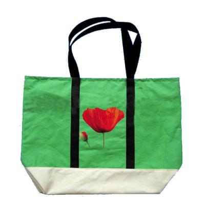 中国 シルク スクリーンによって印刷されるロゴのカスタマイズされた緑の非編まれた食料雑貨入れの袋 販売のため