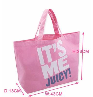 China Pink Printed Canvas Tote Bags Ladies Cotton Handbags for Ladies Supermarket for sale