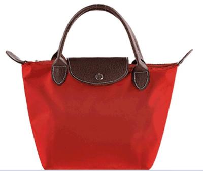 China Fashion Foldable Ladies Tote Bags Red Polyester Handbags Promotional for sale