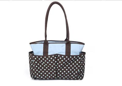 China Fashion designer baby diaper bags Black Yummy Mummy Changing Bags with Dots Printed for sale