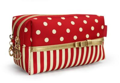 China Red Cotton Womens Travel Cosmetic Bags Cosmetic Handbags Fashionable for sale