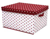 China OEM Durable PP Non Woven Storage Boxes with Cover , White Red Dots Printed for sale