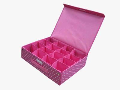 China Pink Orange Non Woven Multi Compartment Storage Boxes for Underwear for sale