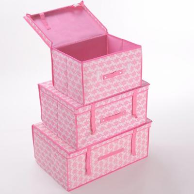 China Household  Clothing Non Woven Storage Boxes with Lid Large Pink Essential for sale